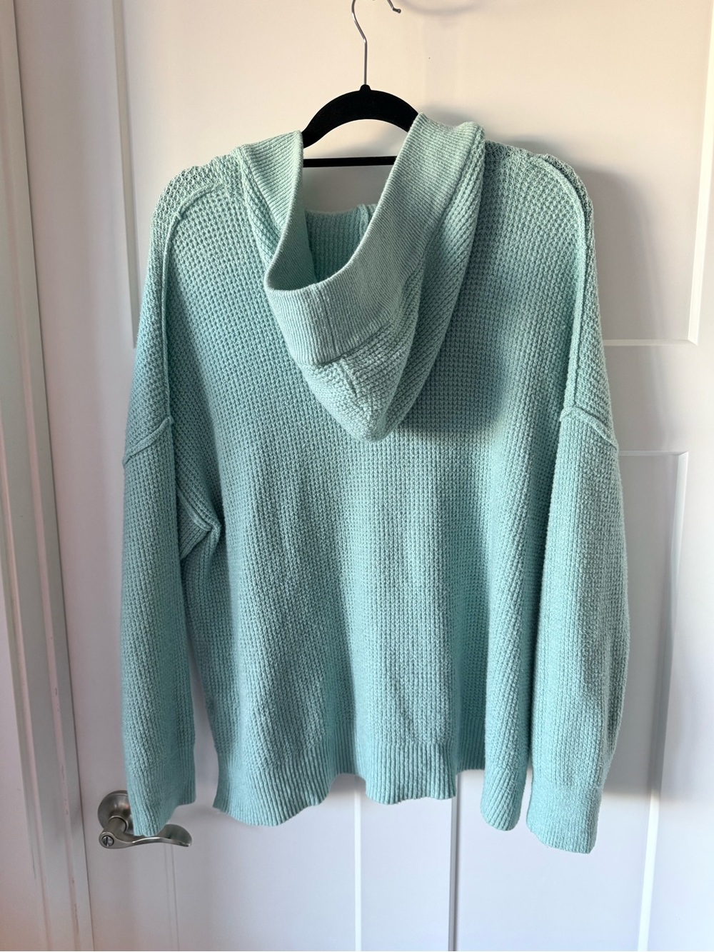 Aerie Cozy Waffle-Knit V-Neck Sweater - Seafoam Oversized Medium - Picture 5 of 5